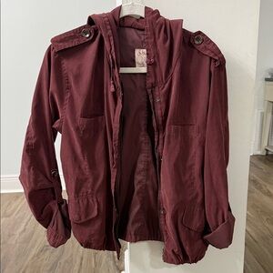 Burgundy Hooded Jacket